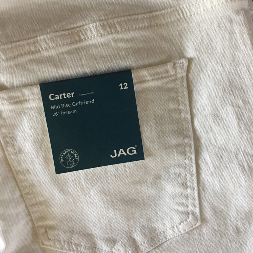 NWT JAG Carter Mid Rise Girlfriend Jeans White 12 - Picture 9 of 16